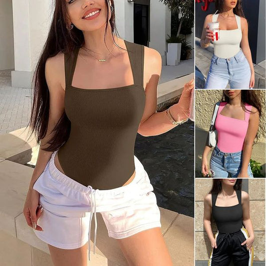 💕Buy 3 for ￡13.8🔥Add three to cart🔥Racerback Wide Shoulder Straps Seamless Bodysuit