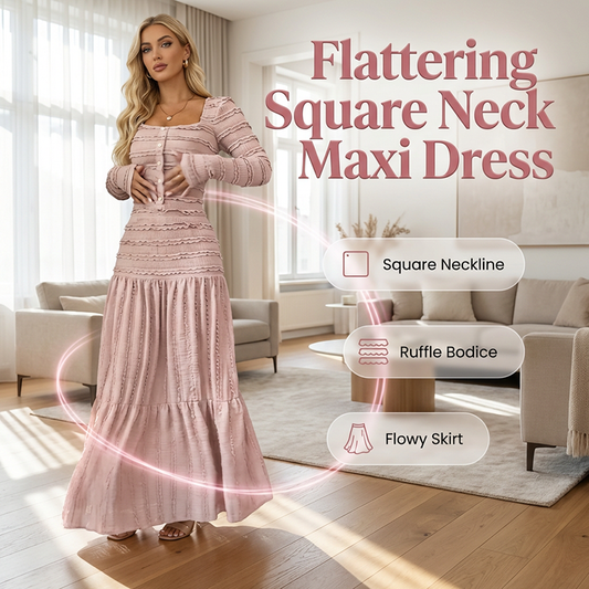 Flattering Square Neck Maxi Dress