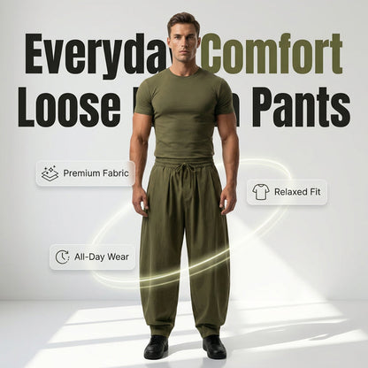Men's Loose Fit Harem Pants with Drawstring Waist