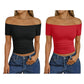 Women's Off-Shoulder Short Sleeve Slim Fit Top