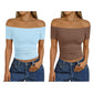 Women's Off-Shoulder Short Sleeve Slim Fit Top