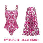 One-Piece Swimsuit with Matching Skirt Set