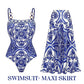 One-Piece Swimsuit with Matching Skirt Set
