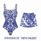 One-Piece Swimsuit with Matching Skirt Set
